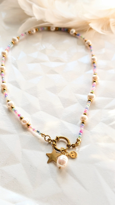 1338 Collier Pastell Perlen