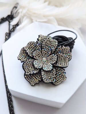 A3005 Choker Rose black Strass