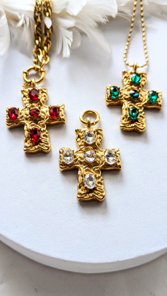 5120 Anhänger Kreuz Gold Strass